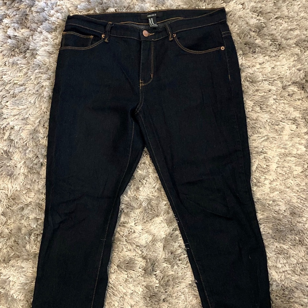 Dark denim skinny ankle jeans